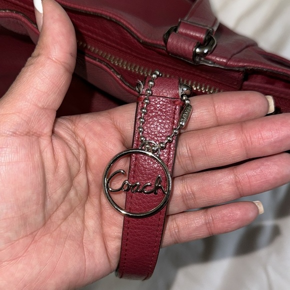 COACH-Park Pebbled Leather Carrie Tote/Shoulder Bag- Berry color - Picture 9 of 10